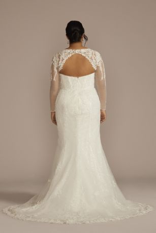 Beaded Lace Wedding Dress with Removable Sleeves David's Bridal